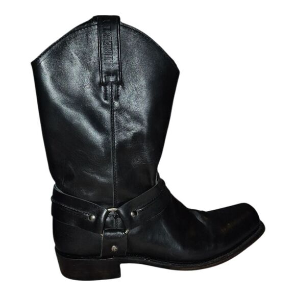 Liberty Black Men\'s James Distressed Leather Harness Moto Biker Boots 10 main image 5